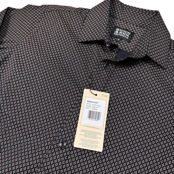 NWT Scotch & Soda Amsterdam Dress Shirt Sz 15 32/33 Geometric Brown/Pink $180 - Picture 4 of 11